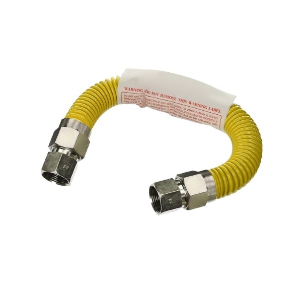 Flextron Gas Line Hose 1/2'' O.D.x24'' Len 3/8" FIP Fittings Yellow Coated Stainless Steel Flexible Connector FTGC-YC38-24H - main